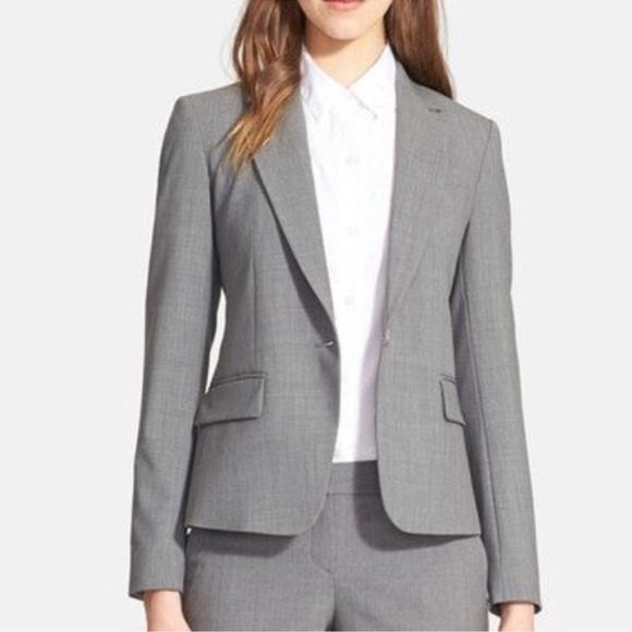 Theory Jackets & Blazers - Theory Stretch Wool Gabe Blazer Jacket Light Gray Size 6